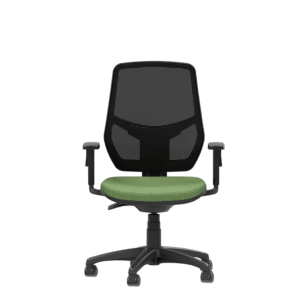 Ergonomic computer chair on wheels.