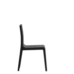 Side view of a black minimalist visitor chair with a clean design.