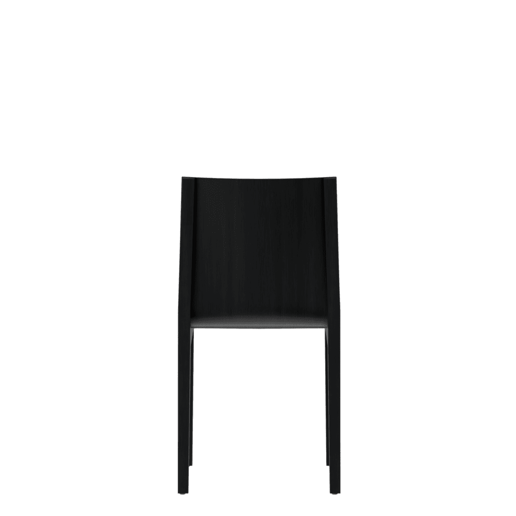 Back view of a black minimalist visitor chair with a simple design.