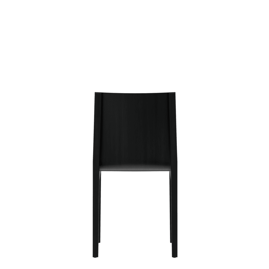 Back view of a black minimalist visitor chair with a simple design.