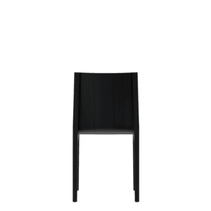 Back view of a black minimalist visitor chair with a simple design.